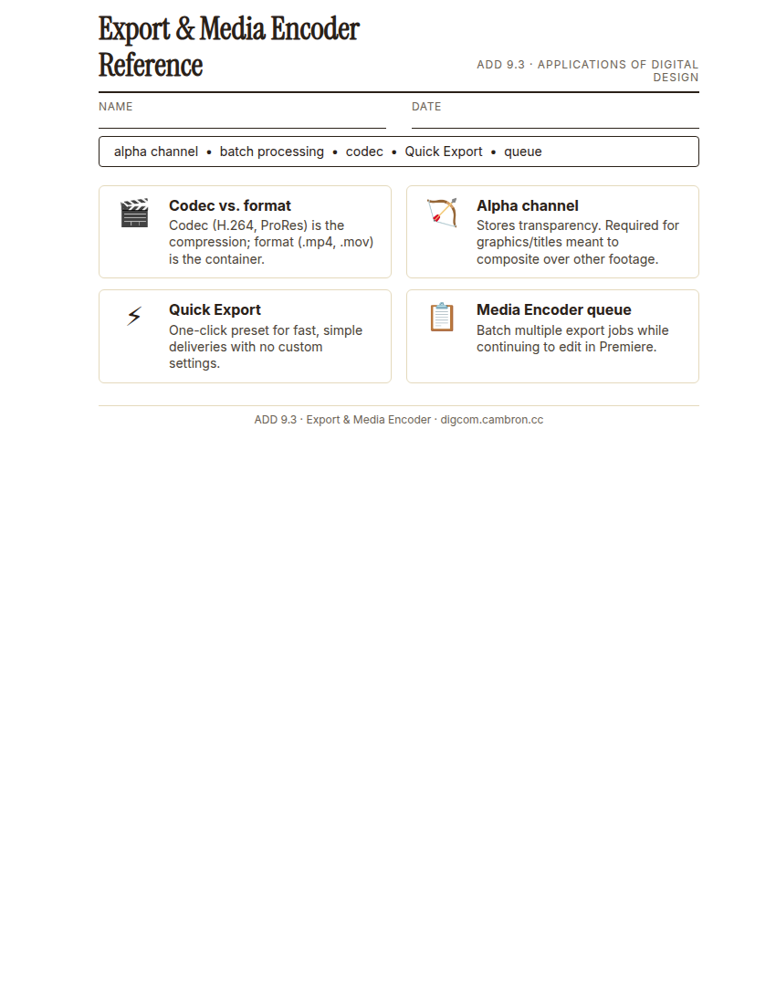 Preview of 9.3 Guided Notes: Export & Media Encoder