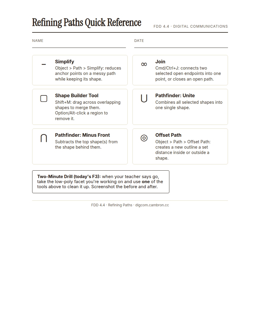 Preview of Refining Paths Quick Reference