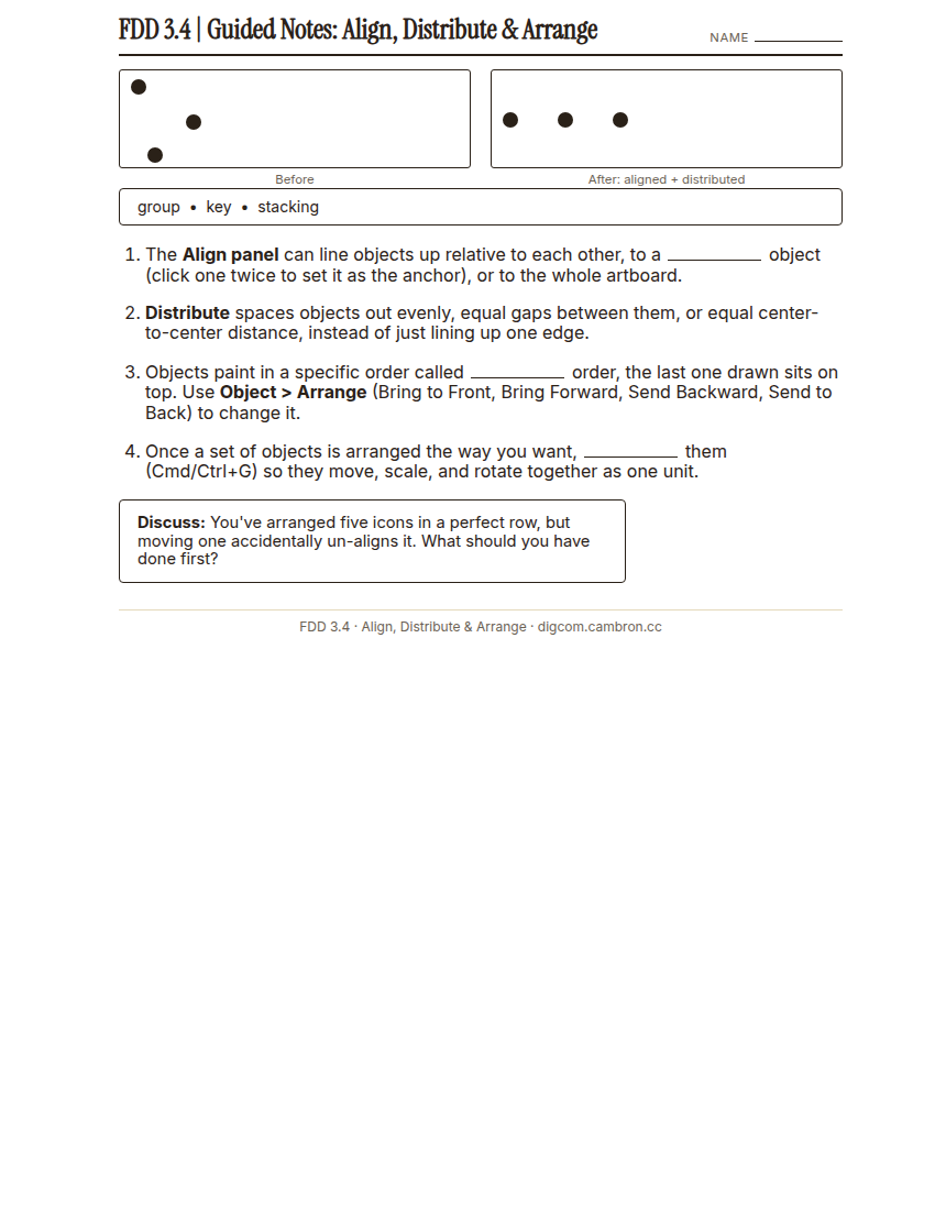 Preview of 3.4 Guided Notes: Align, Distribute & Arrange