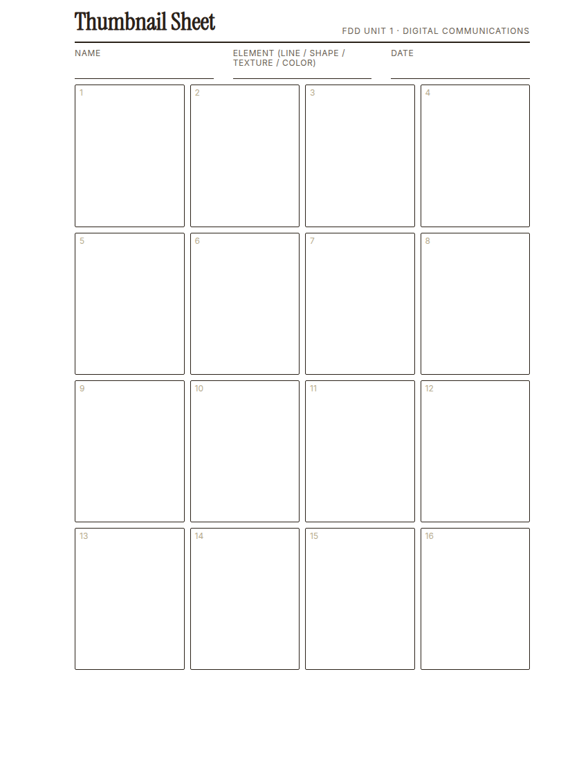 Preview of Thumbnail Sheet (16 boxes)
